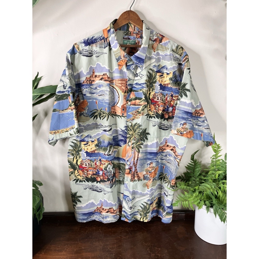 Reyn Spooner Hawaiian Traditionals Mens Sz XXL All Over Print Button Up Cotton